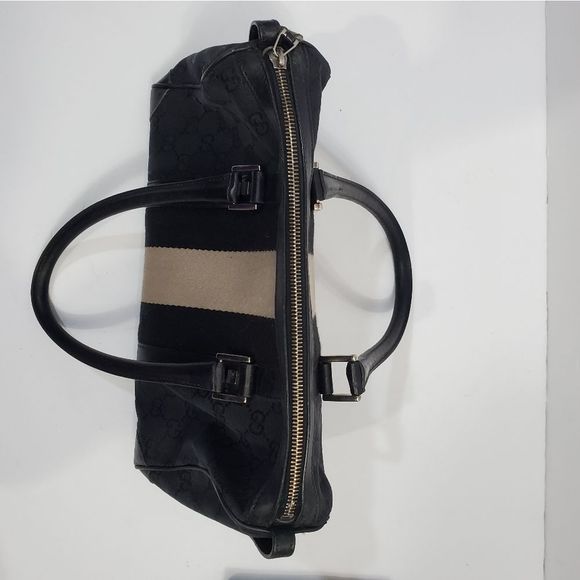 Gucci authentic small Boston hand bag black web & matching planer wallet - Picture 5 of 16